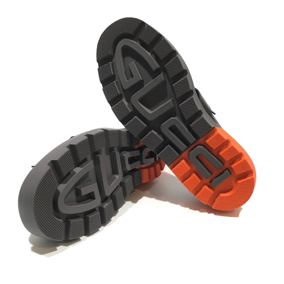 GUCCI LACE-UP BUCKLE LEATHER LOAFERS -BLACK / ORANGE -MEN US 10.5 -NEW - Picture 9 of 9